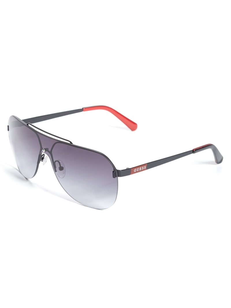 Mens' Guess Rimless Shield Sunglasses