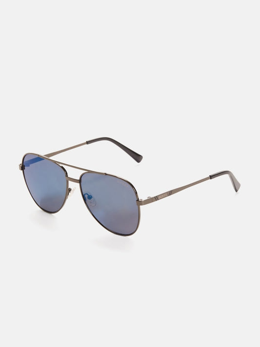 Mens' Guess Striped Metal Aviator Sunglasses