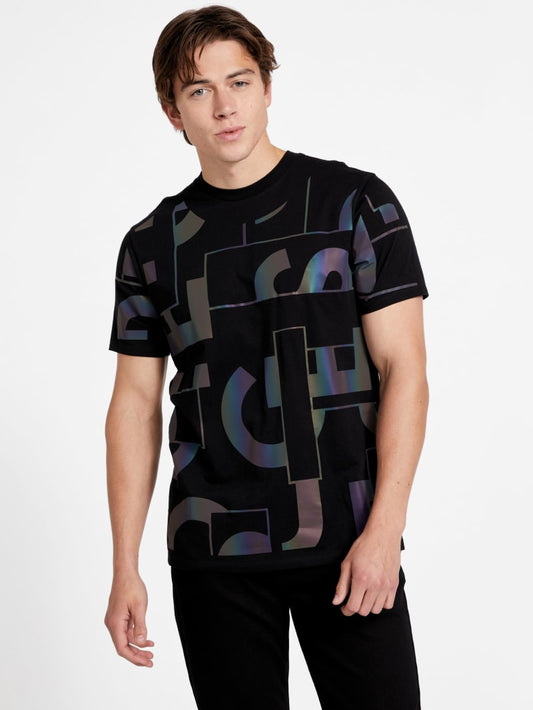 GUESS Burke Rainbow Logo MEN Tee - Black