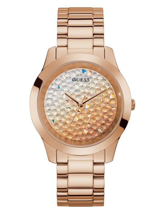 Guess Rose Gold-Tone Ombre Rhinestone Analog Watch