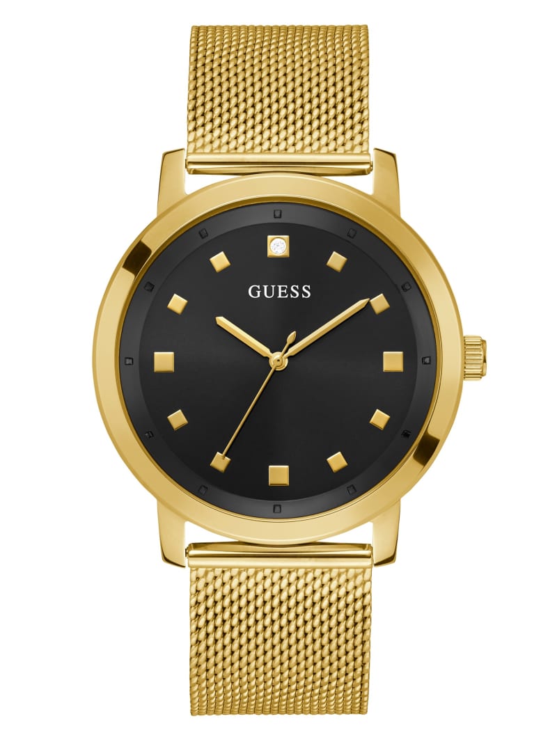 Mens' Guess Gold-Tone and Black Analog Watch