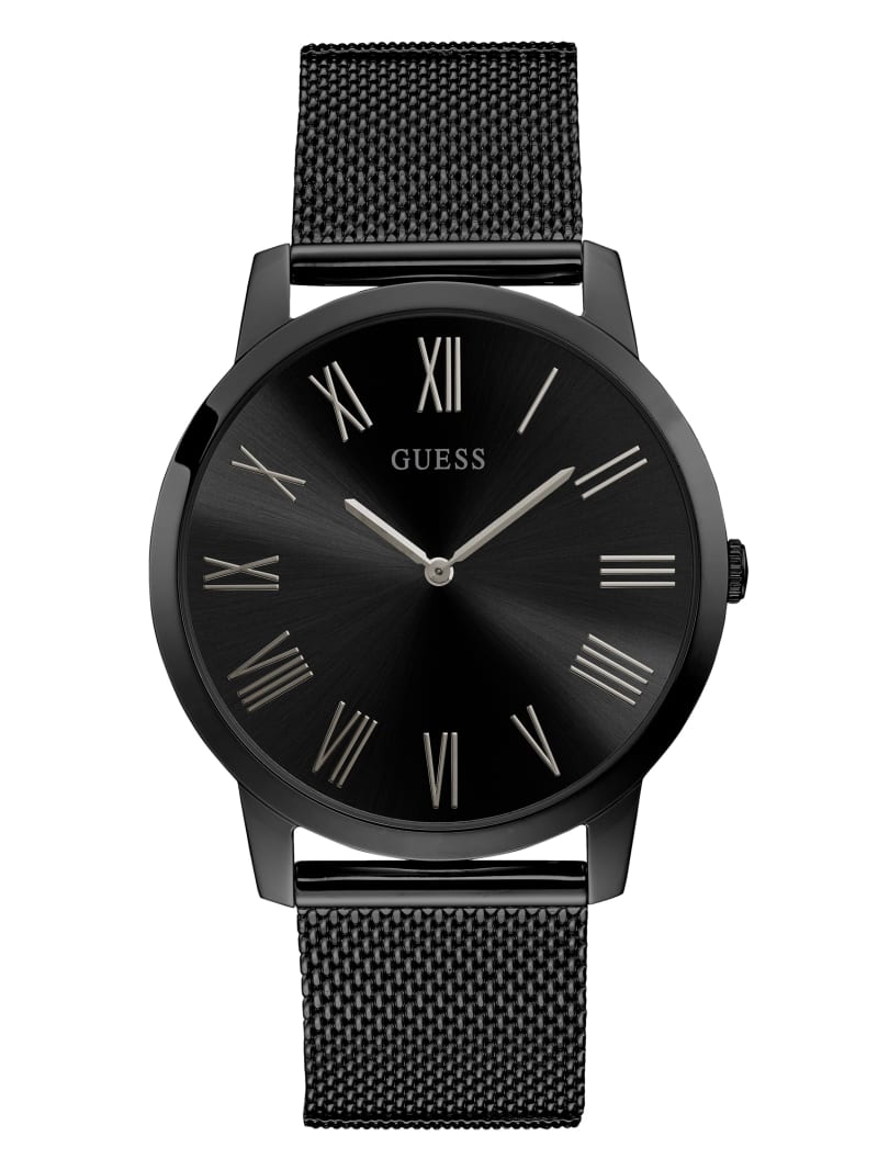 Mens' Guess Black and Silver Analog Watch