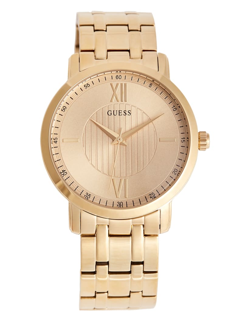 Mens' Guess Gold-Tone Analog Watch