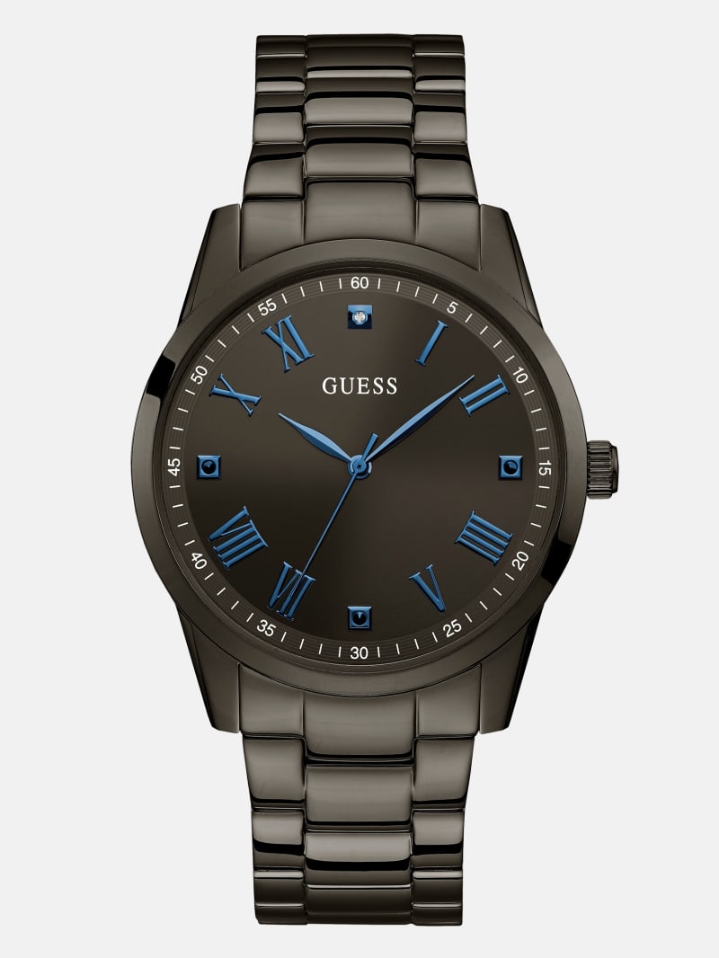 Mens' Guess Black and Blue Diamond Analog Watch