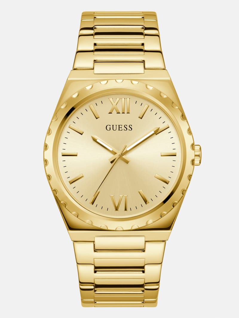 Mens' Guess Gold-Tone Analog Watch