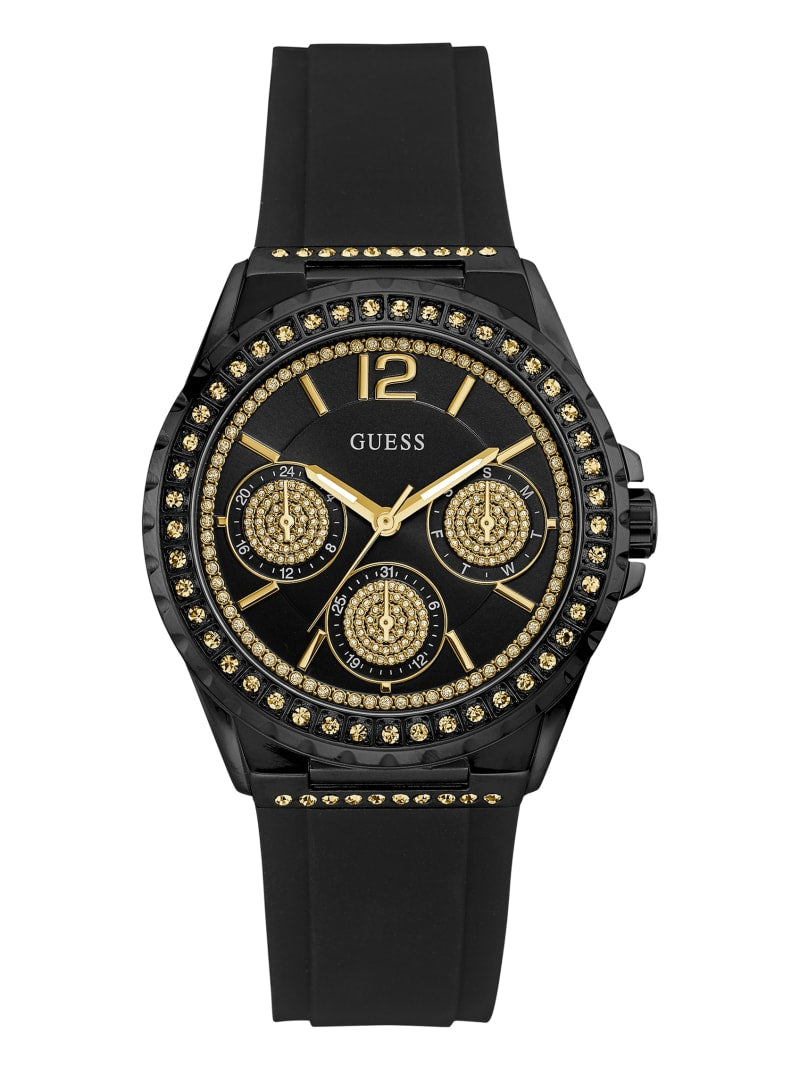 Women's Guess Black And Crystal Multifunction Watch