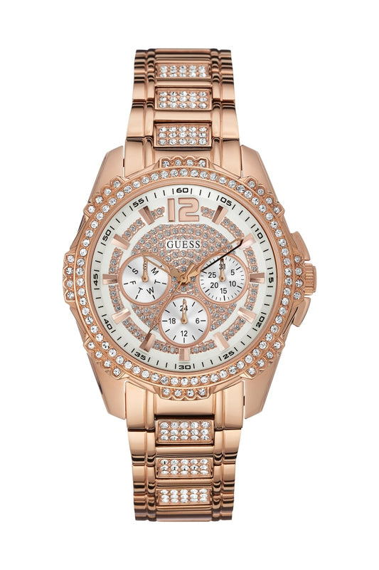 Women's Guess Rose Gold-Tone Multifunction Crystal Watch