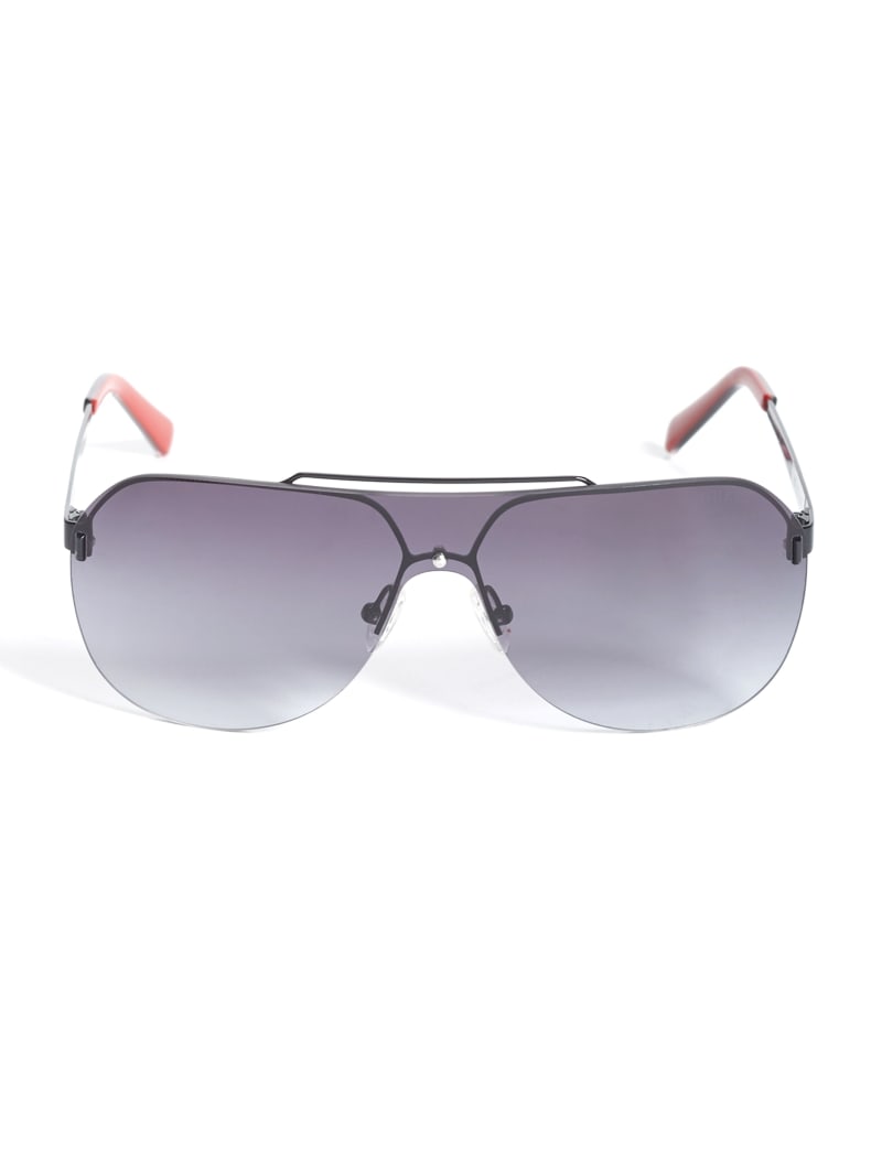 Mens' Guess Rimless Shield Sunglasses