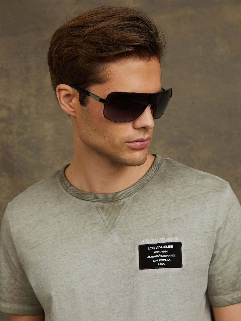 Mens' Guess Metal Shield Sunglasses