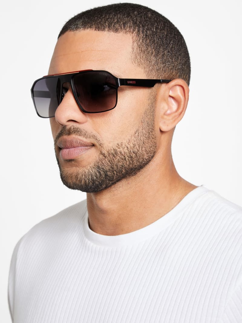 Mens' Guess Flat Aviator Metal Sunglasses