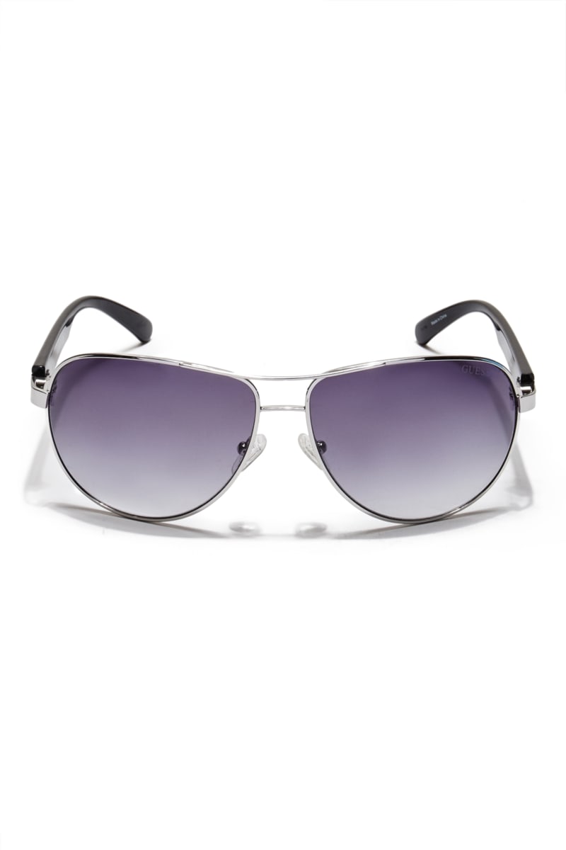 Mens' Guess Textured-Arm Aviator Sunglasses