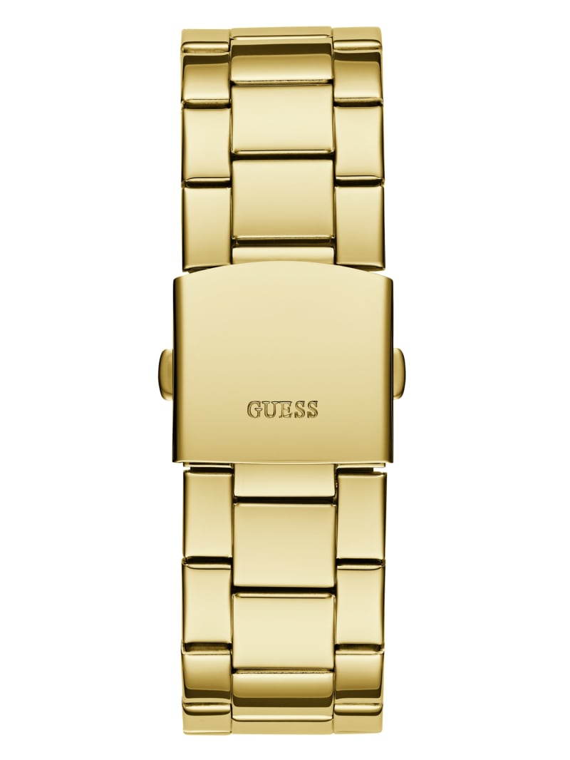 Mens' Guess Gold-Tone and Black Analog Watch