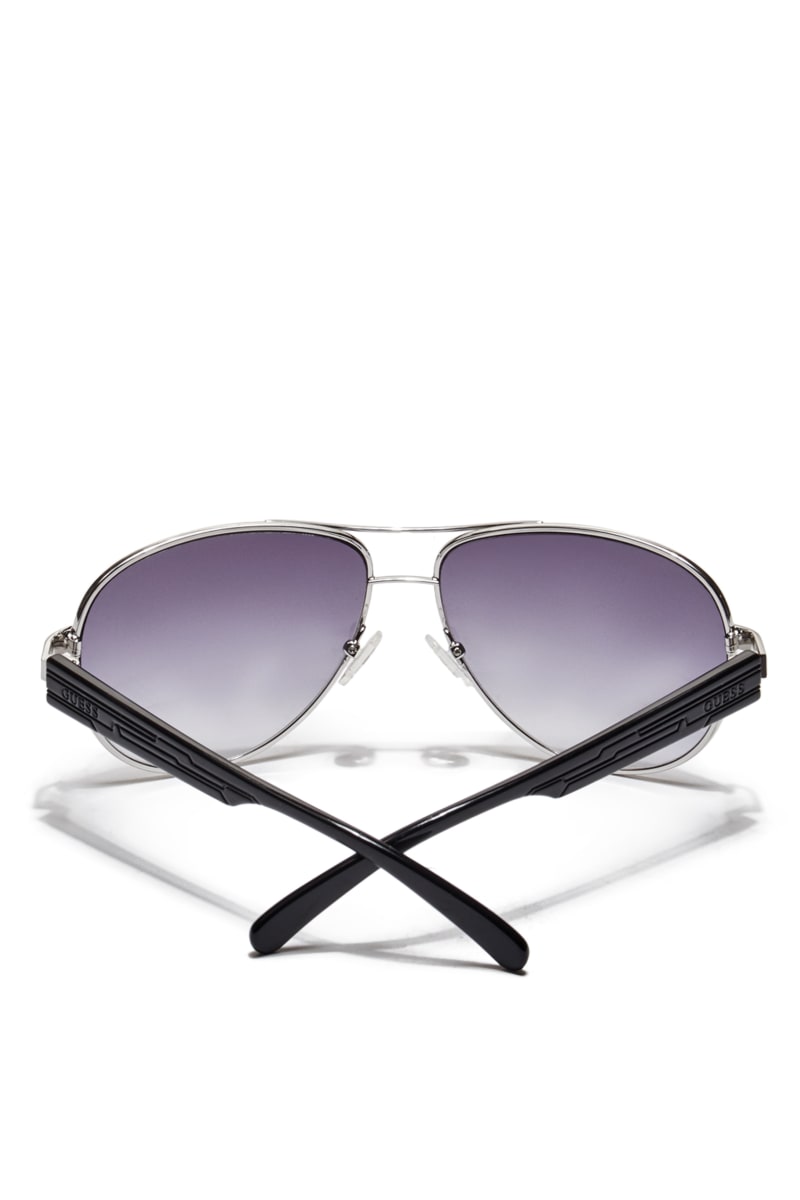 Mens' Guess Textured-Arm Aviator Sunglasses