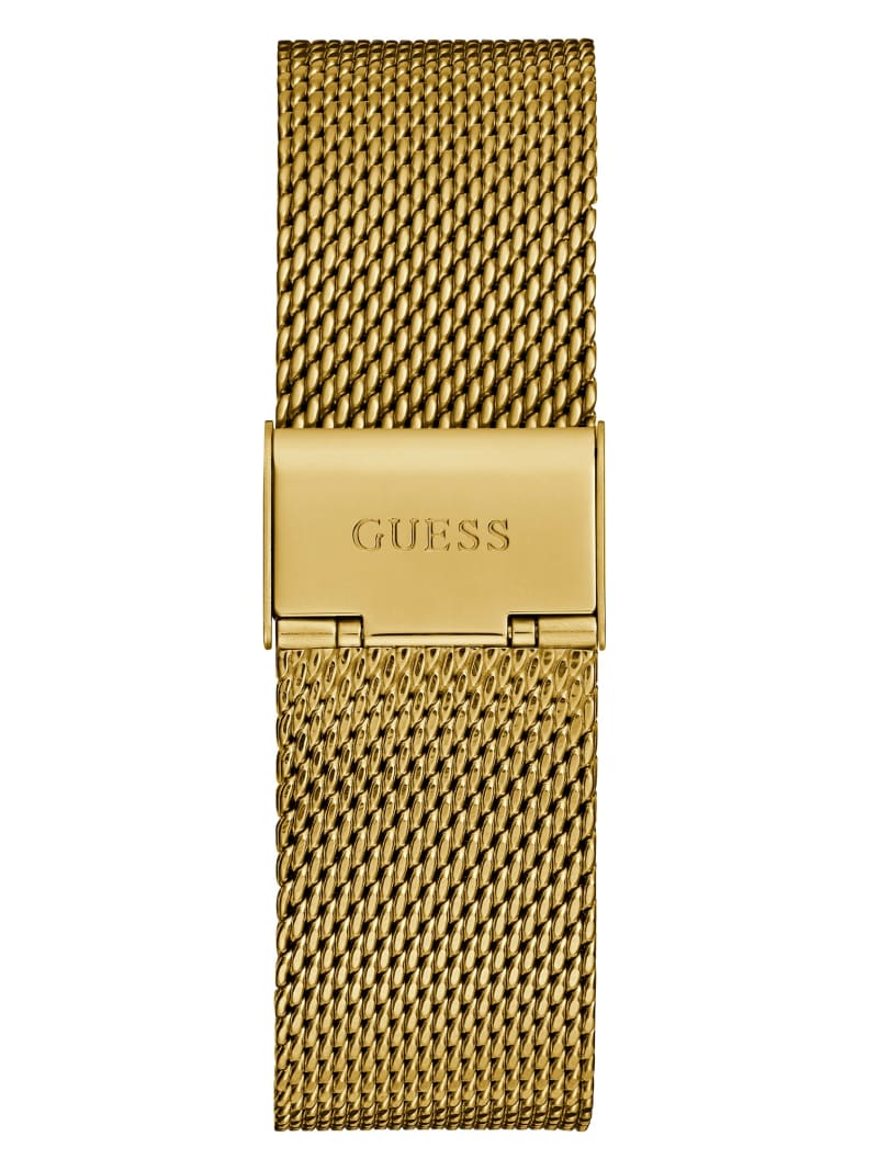 Mens' Guess Gold-Tone and Black Analog Watch