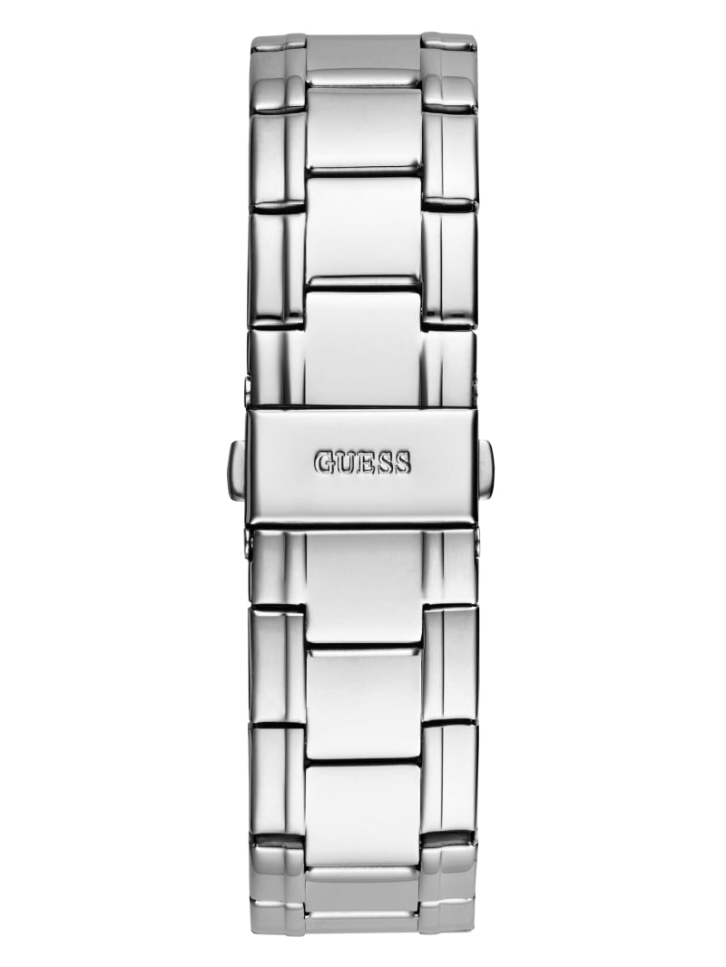 Mens' Guess Silver-Tone and Blue Analog Watch