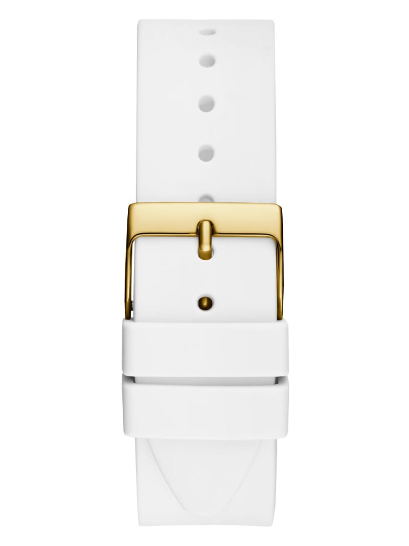 Women's Guess Gold-Tone and White Square Analog Watch