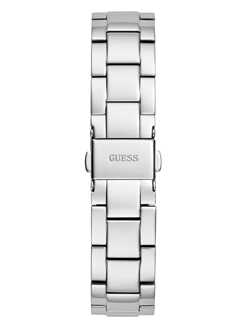 Women's Guess Silver-Tone and White Analog Watch