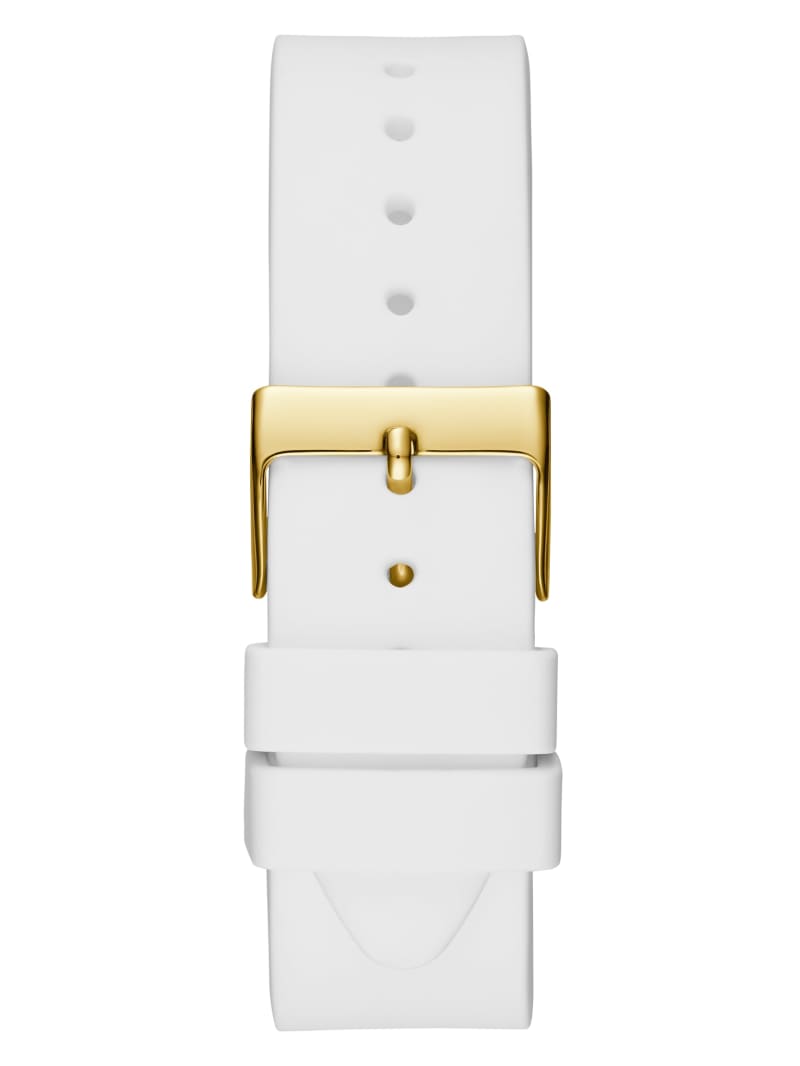 Women's Guess Inner Circle White and Gold-Tone Watch