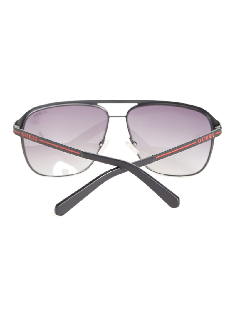 Mens' Guess Striped Metal Aviator Sunglasses