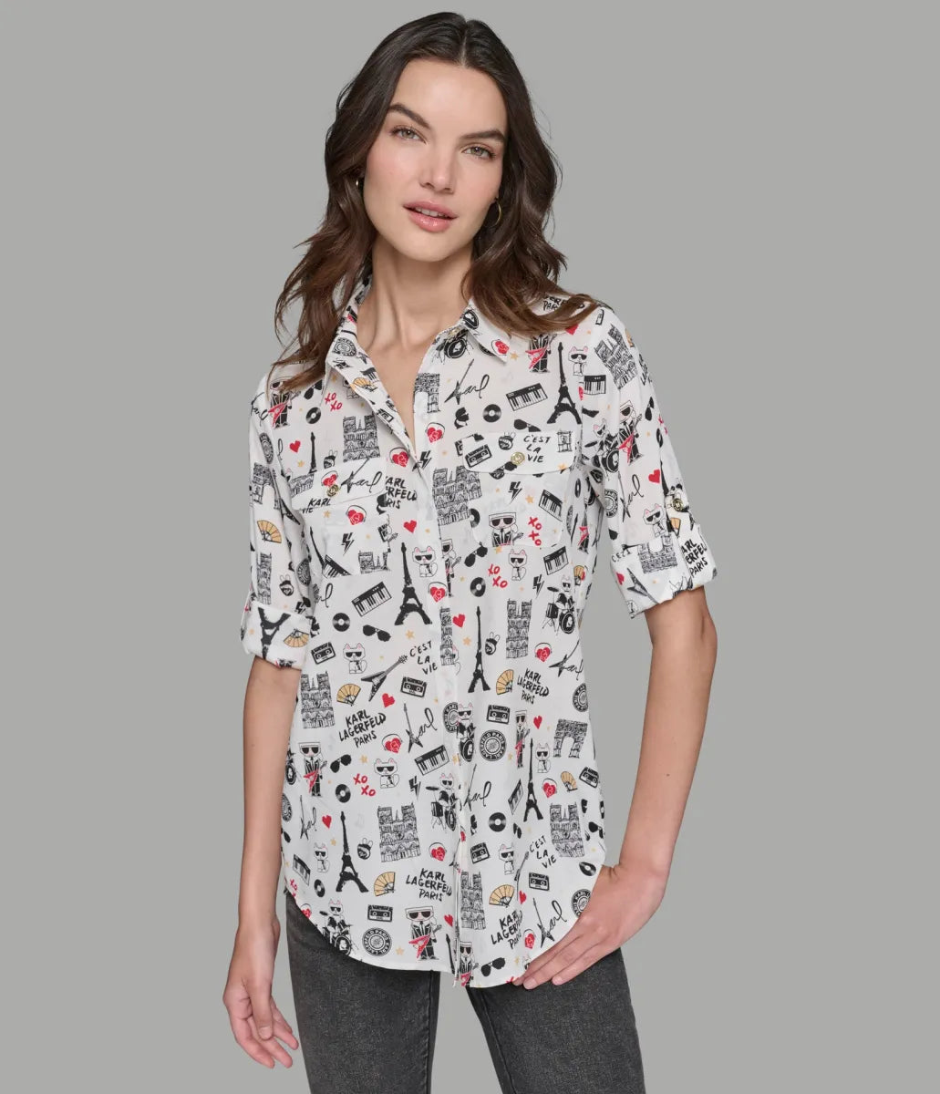 WOMENS' Karl Lagerfeld Paris ROCKSTAR WHIMSY BLOUSE