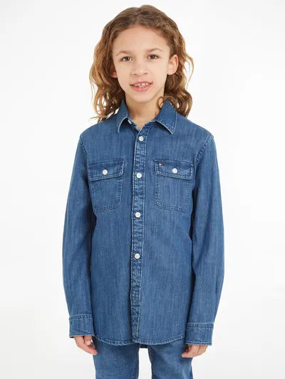 Girls' Tommy Hilfiger Adaptive Tiered Denim Dress Blue