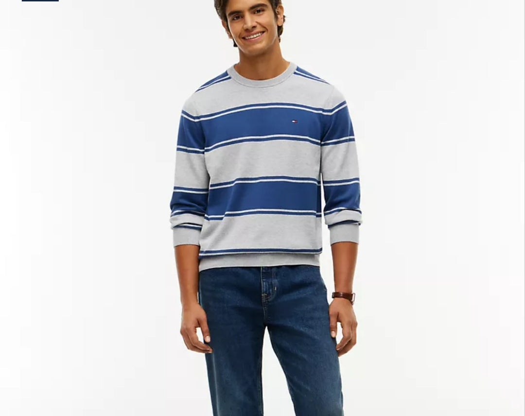Tommy Classic Crewneck Men Sweater-Grey Blue