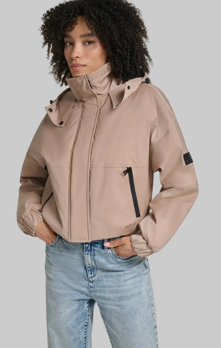 Karl CROPPED HOODED Women BOMBER - Khaki