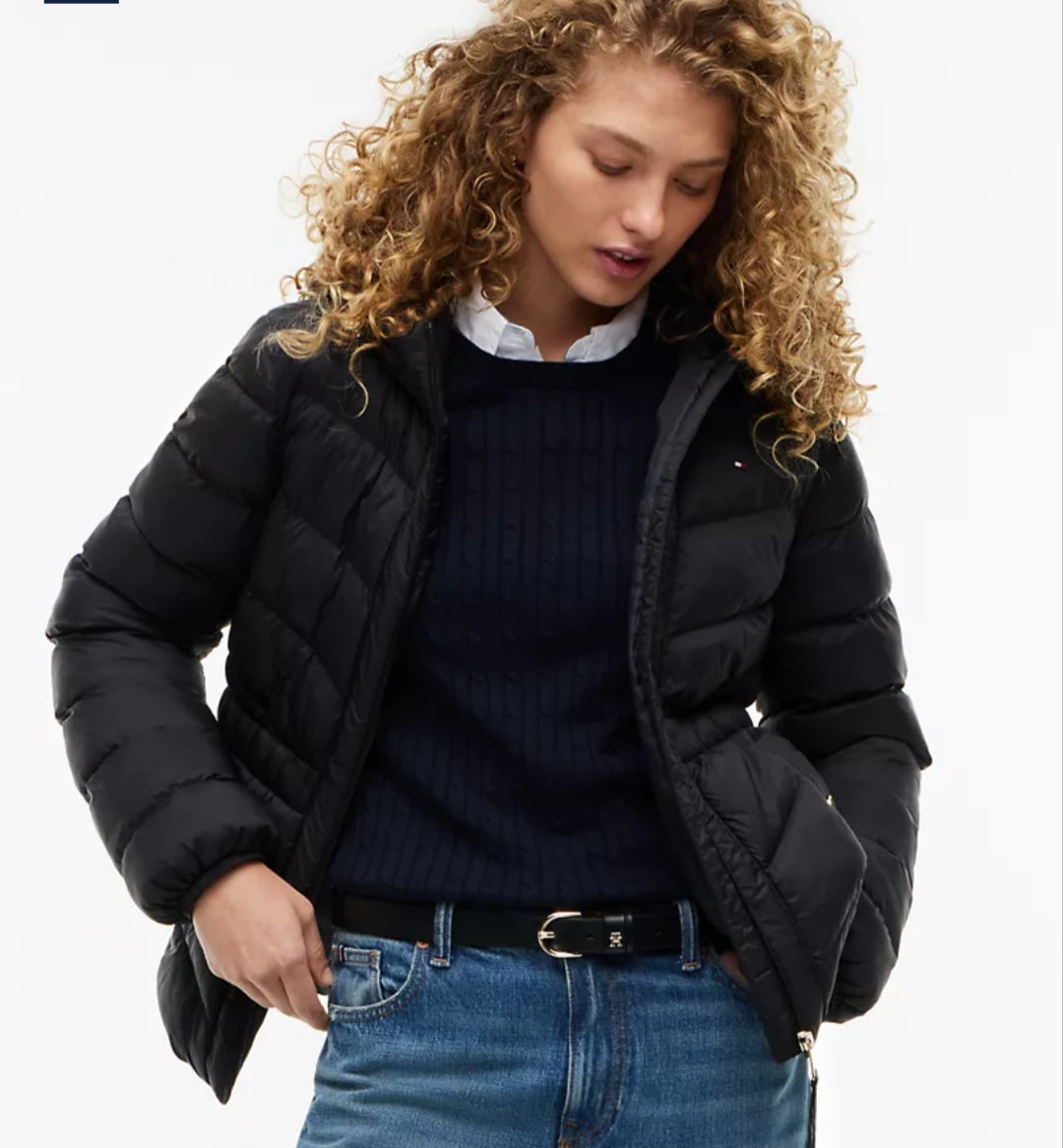 Lightweight Quilted Hooded  Women Jacket - Black