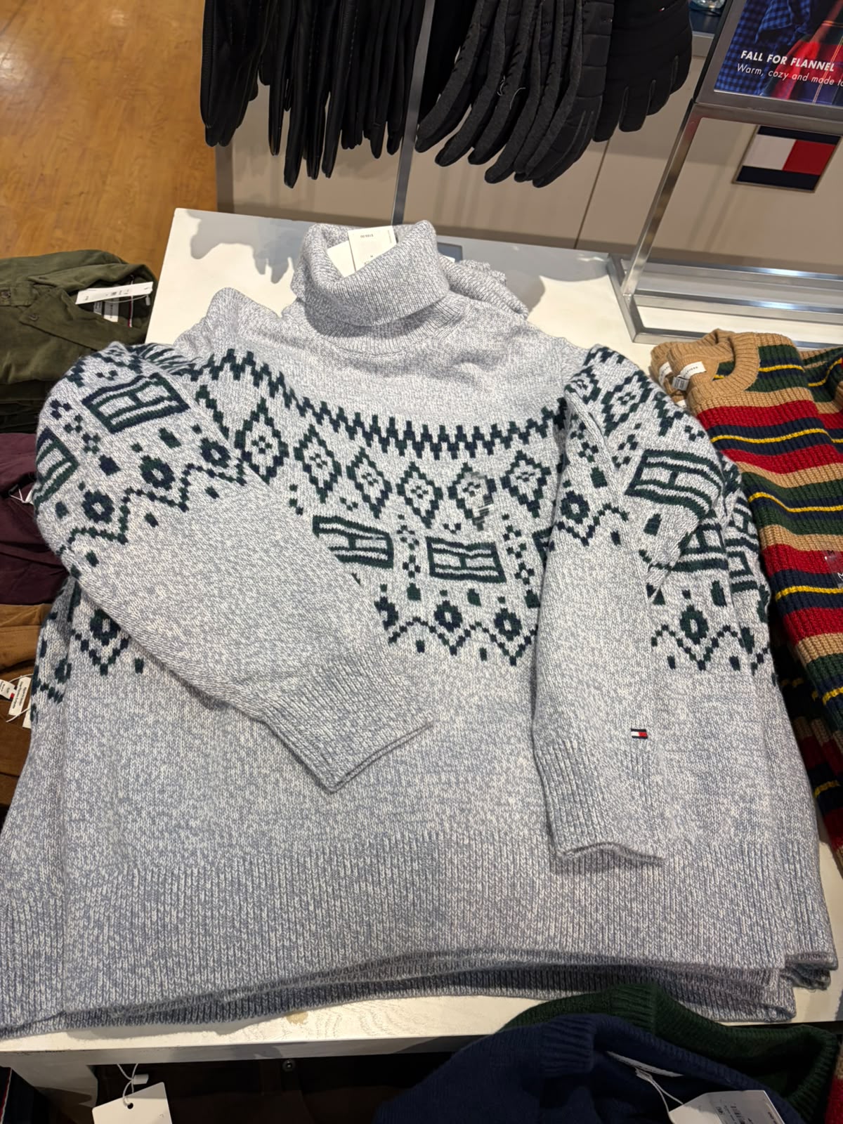 Tommy Relaxed Fair Isle Wool-Blend Men  Turtleneck - Rich Grey