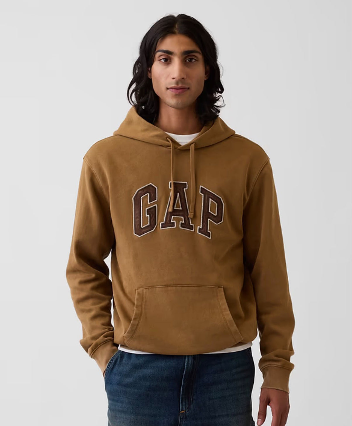Gap Adult VintageSoft Arch Logo Men  Hoodie - Palomino Brown