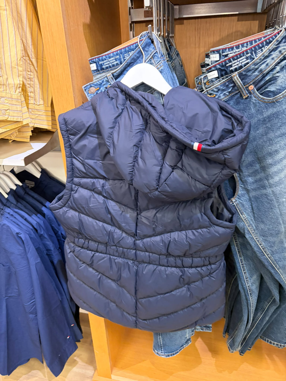 Tommy Lightweight Quilted Hooded Women  Vest - Navy Blue