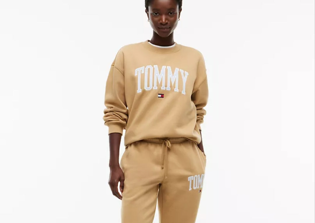 Tommy Varsity Tommy Logo Crewneck Women  Sweatshirt - Classic Khaki