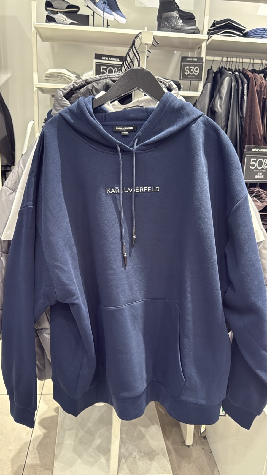 Karl LOGO FLEECE  Men HOODIE - Navy