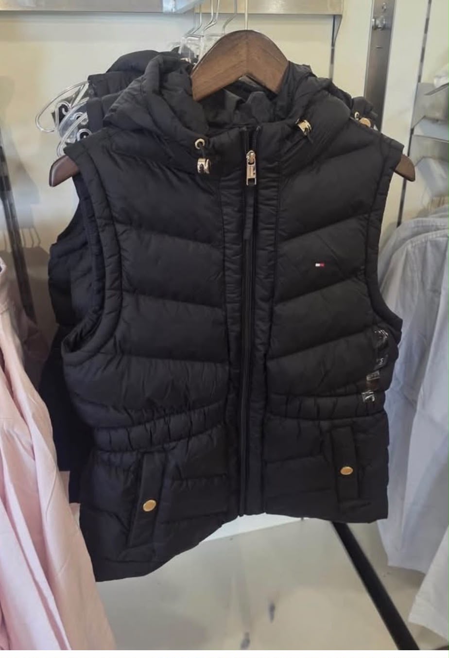 Tommy Lightweight Quilted Hooded Women  Vest - Black