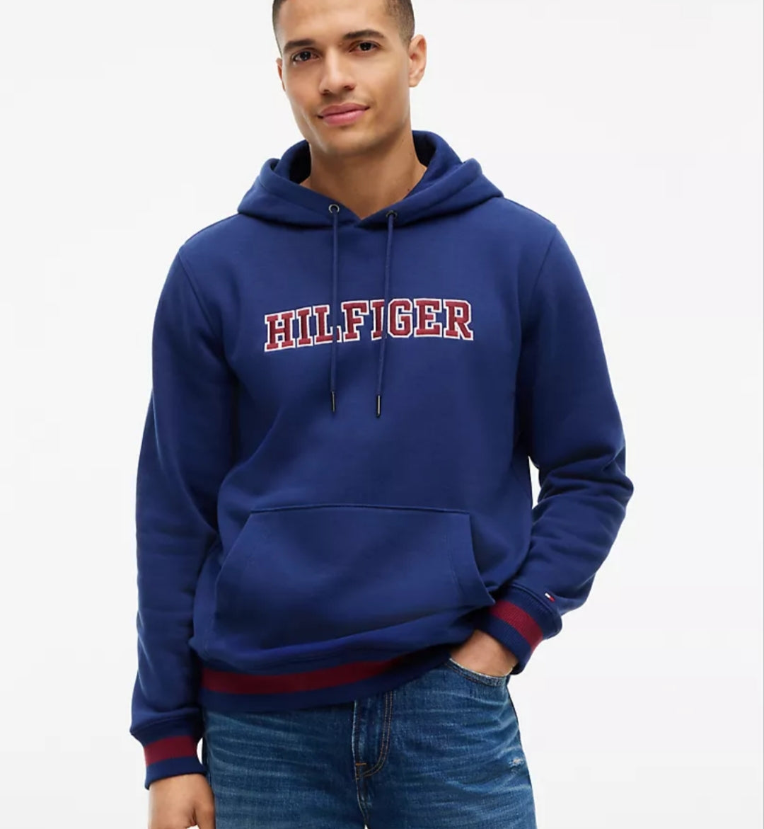 Tommy Embroidered Hilfiger Logo Men  Hoodie -Preppy Navy