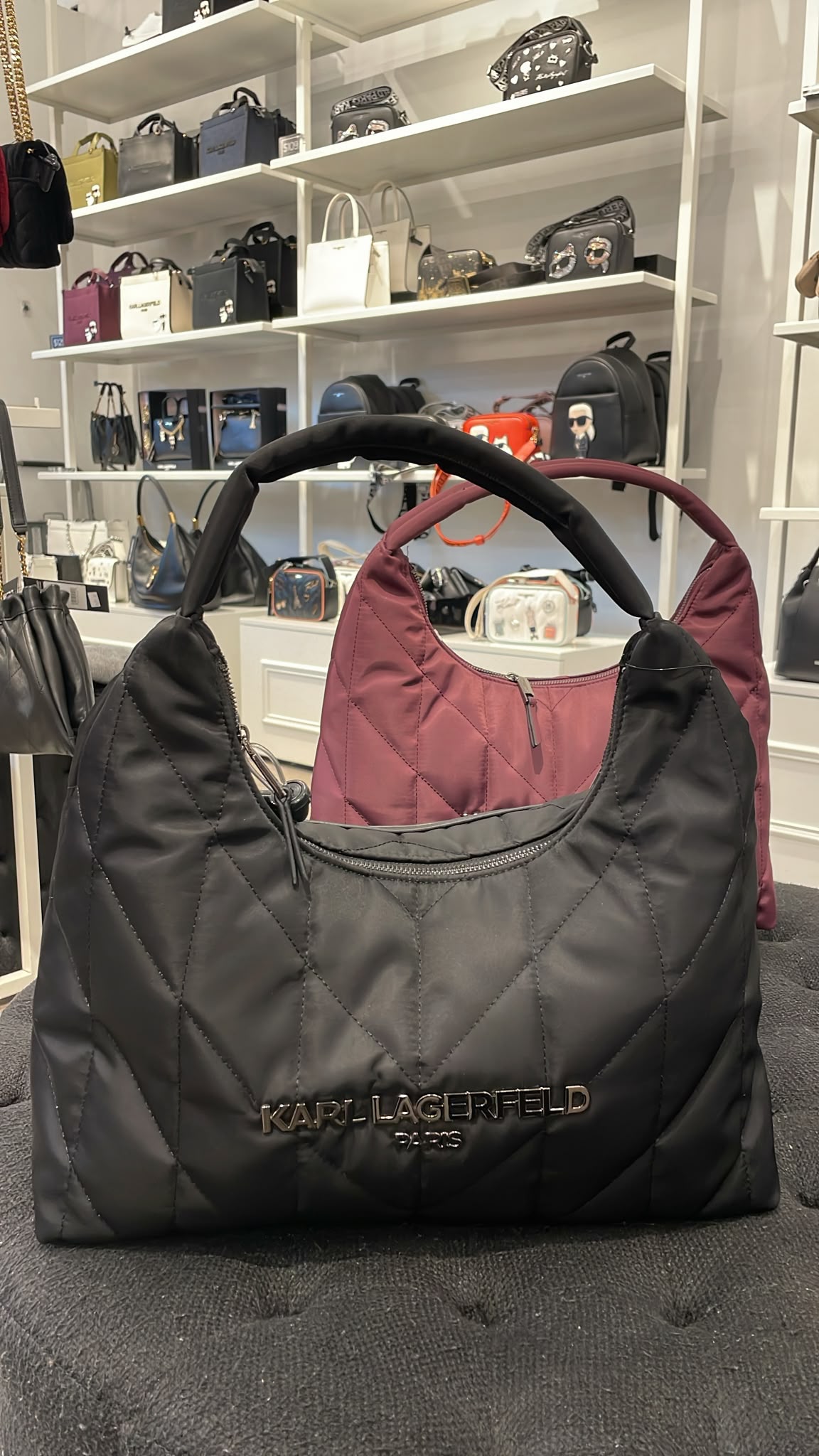 Karl VOYAGE QUILTED LOGO Women HOBO - Black