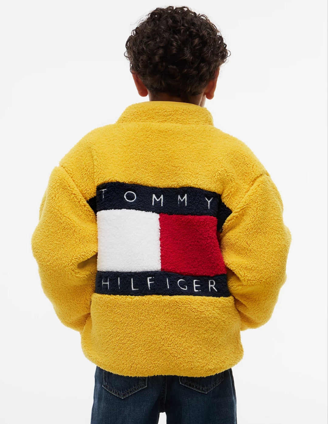Tommy Back Flag Relaxed Zip-Thru Fleece Boys and Girls Sweatshirt - countryside yellow