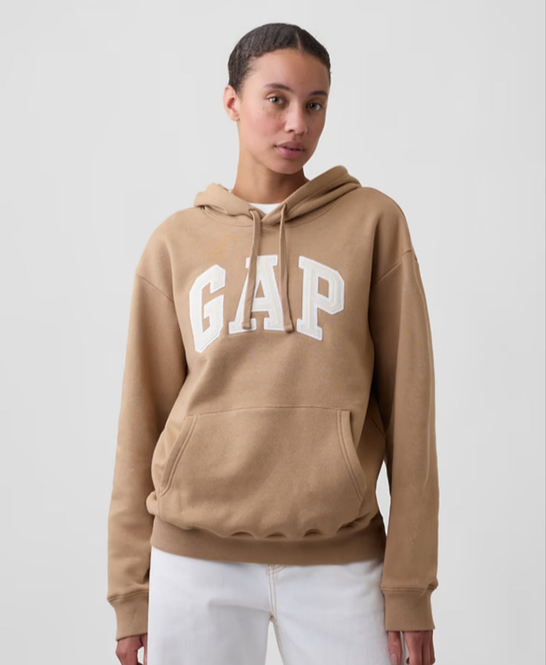 Gap Relaxed Gap Logo Women Hoodie - Camel Hair Brown