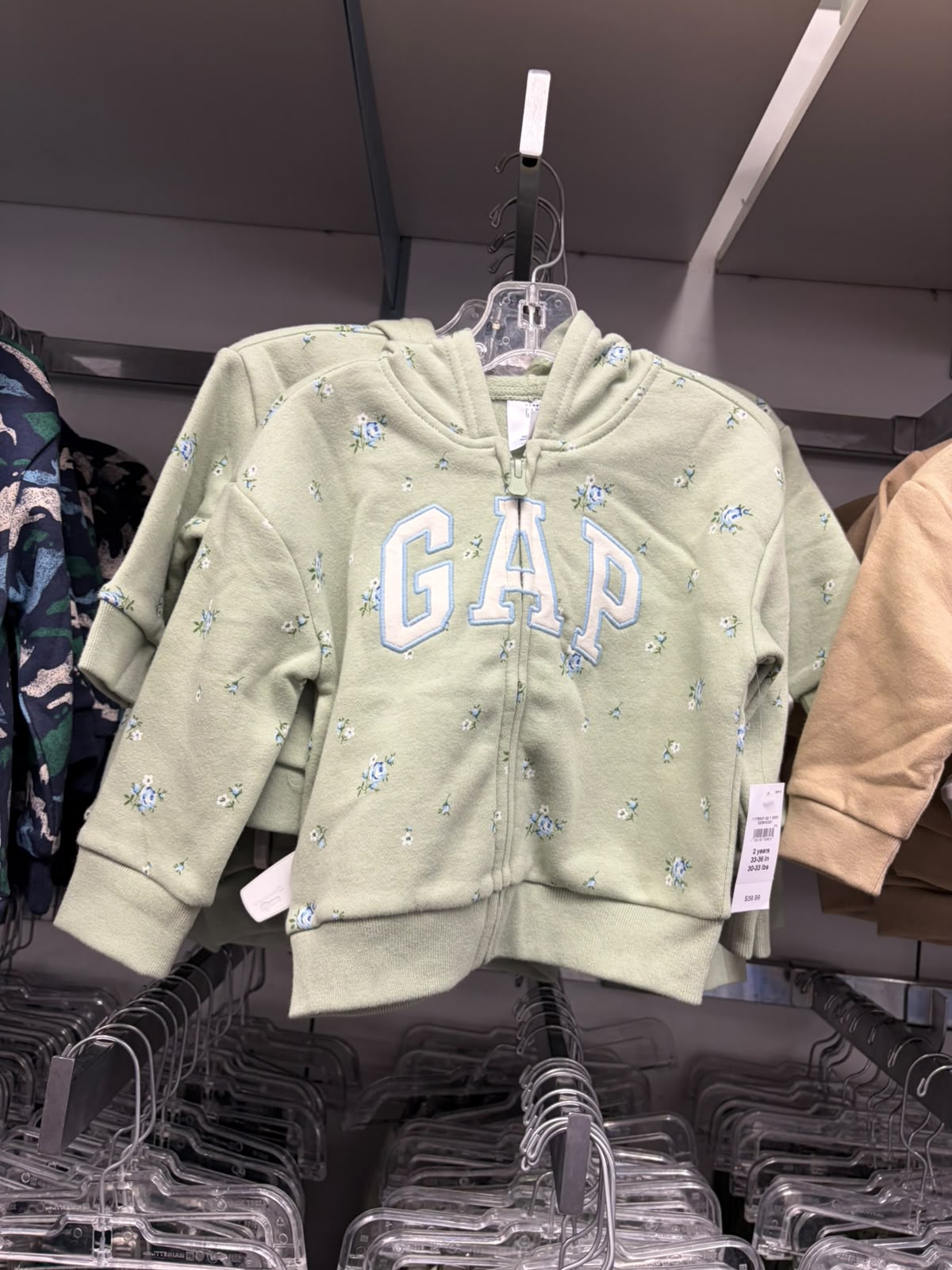 Gap babyGap Relaxed Colorblock Logo Hoodie - Sage Green Floral