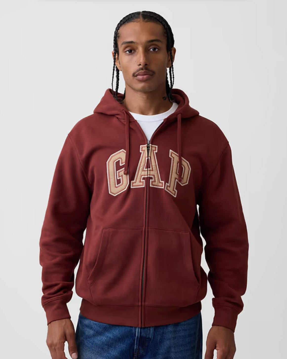 Gap Adult VintageSoft Arch Logo Zip Men Hoodie - Burnt Russet Brown