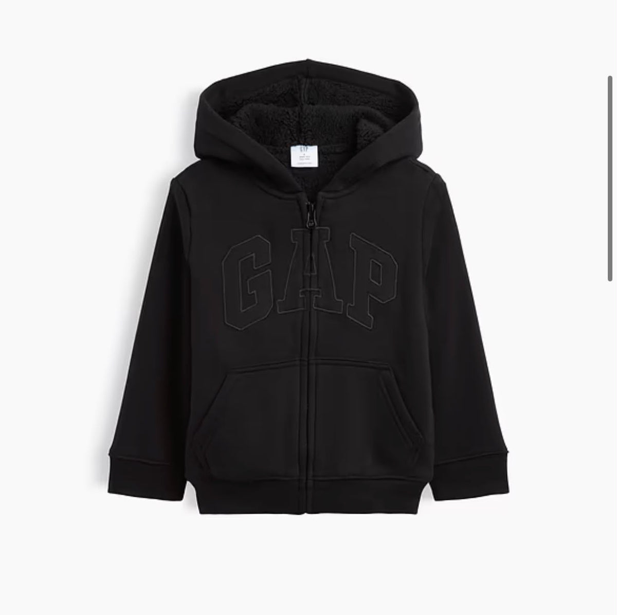 Gap babyGap Sherpa-Lined Logo Zip Boy Hoodie - Black