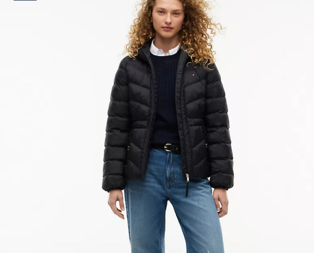 Lightweight Quilted Hooded  Women Jacket - Black