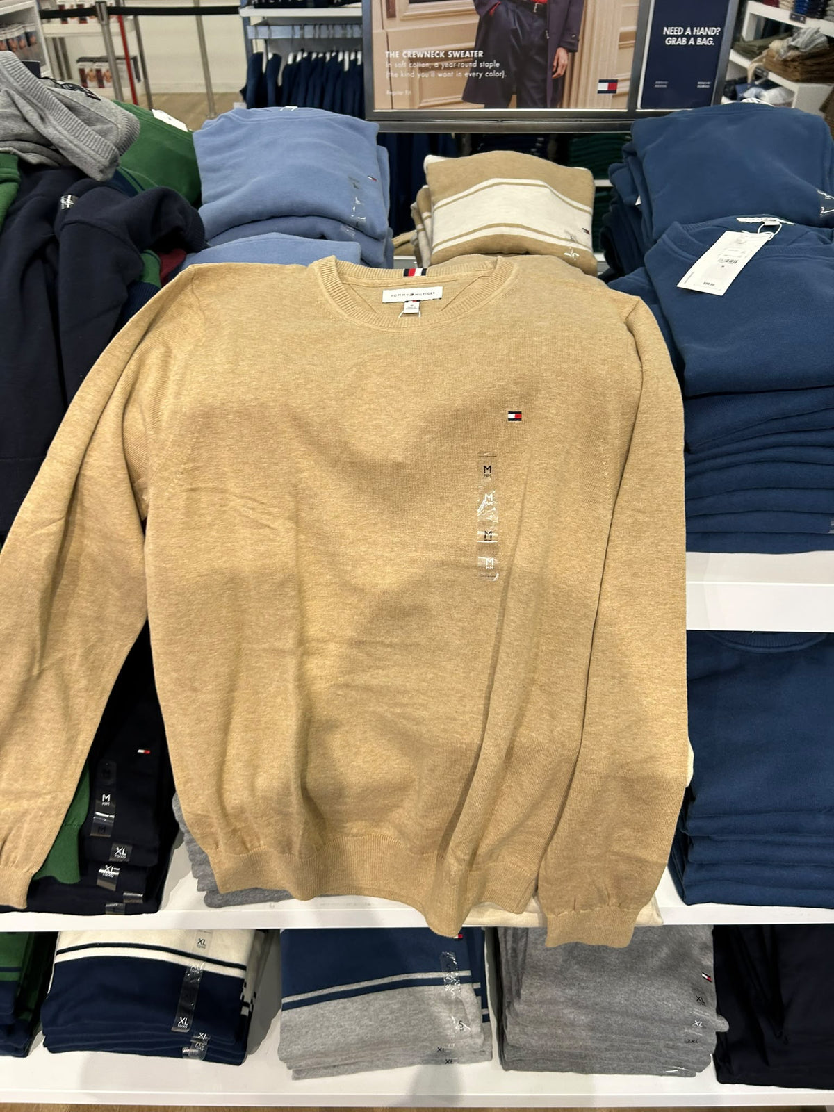 Tommy Classic Crewneck Men Sweater-Classic Khaki