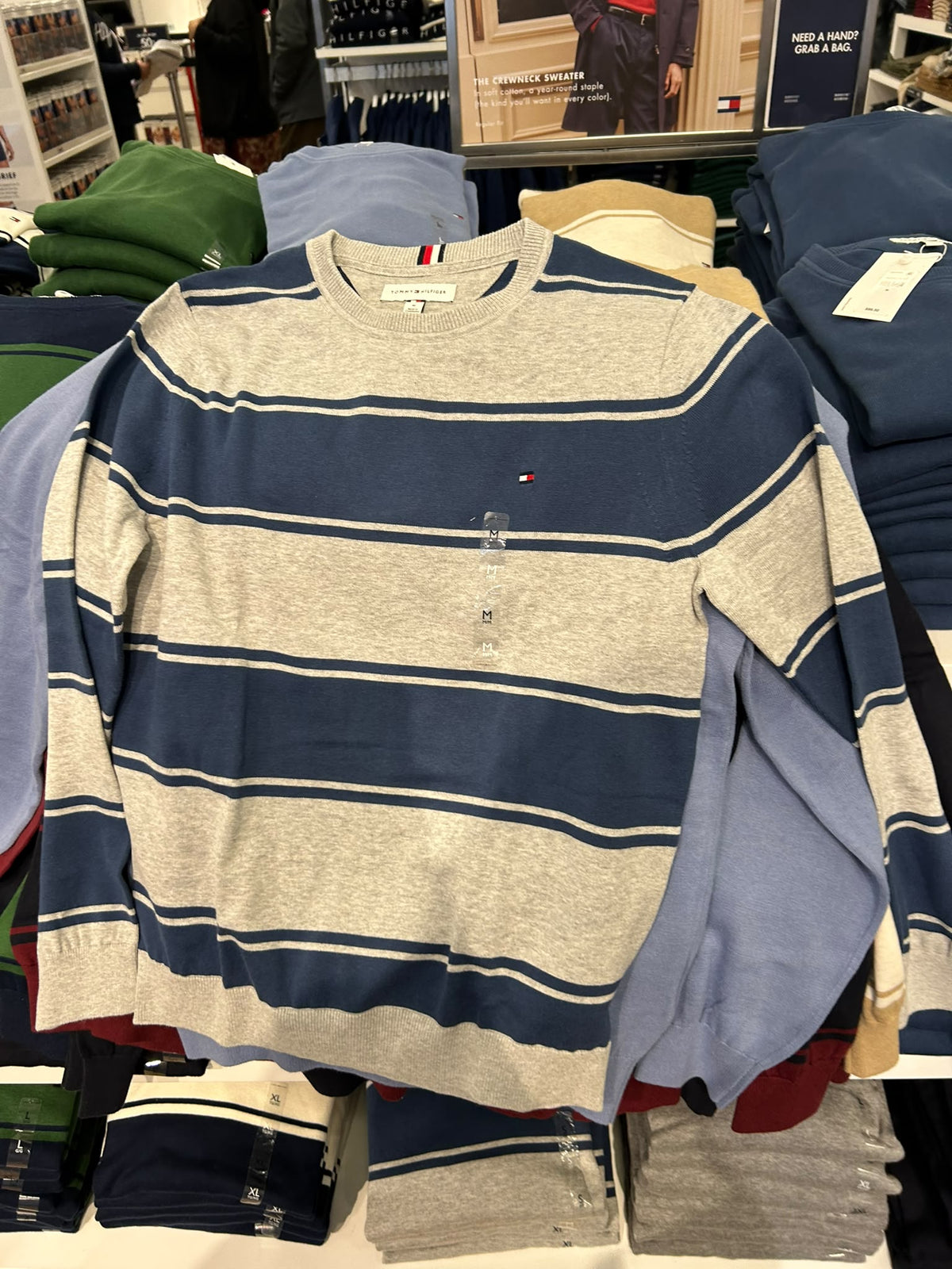 Tommy Classic Crewneck Men Sweater-Grey Blue