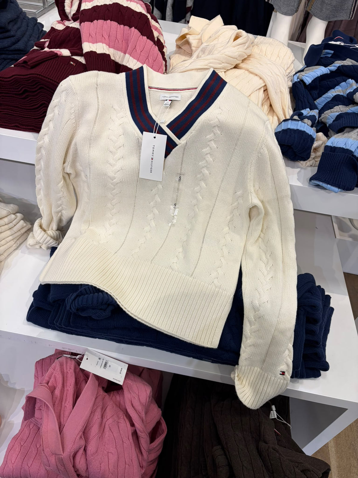 Tommy Cable Knit Cricket Women Sweater- Rich Cream