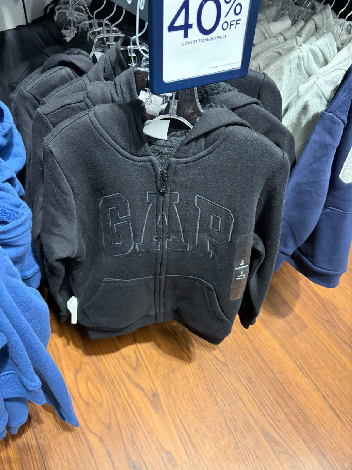 Gap babyGap Sherpa-Lined Logo Zip Boy Hoodie - Black