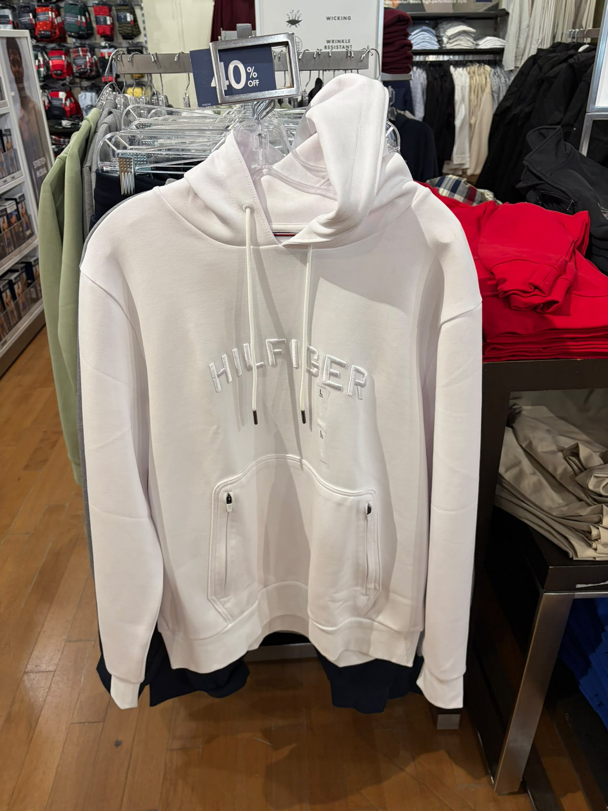 Tommy Hilfiger Arch embossed hooded Men  sweatshirt - white