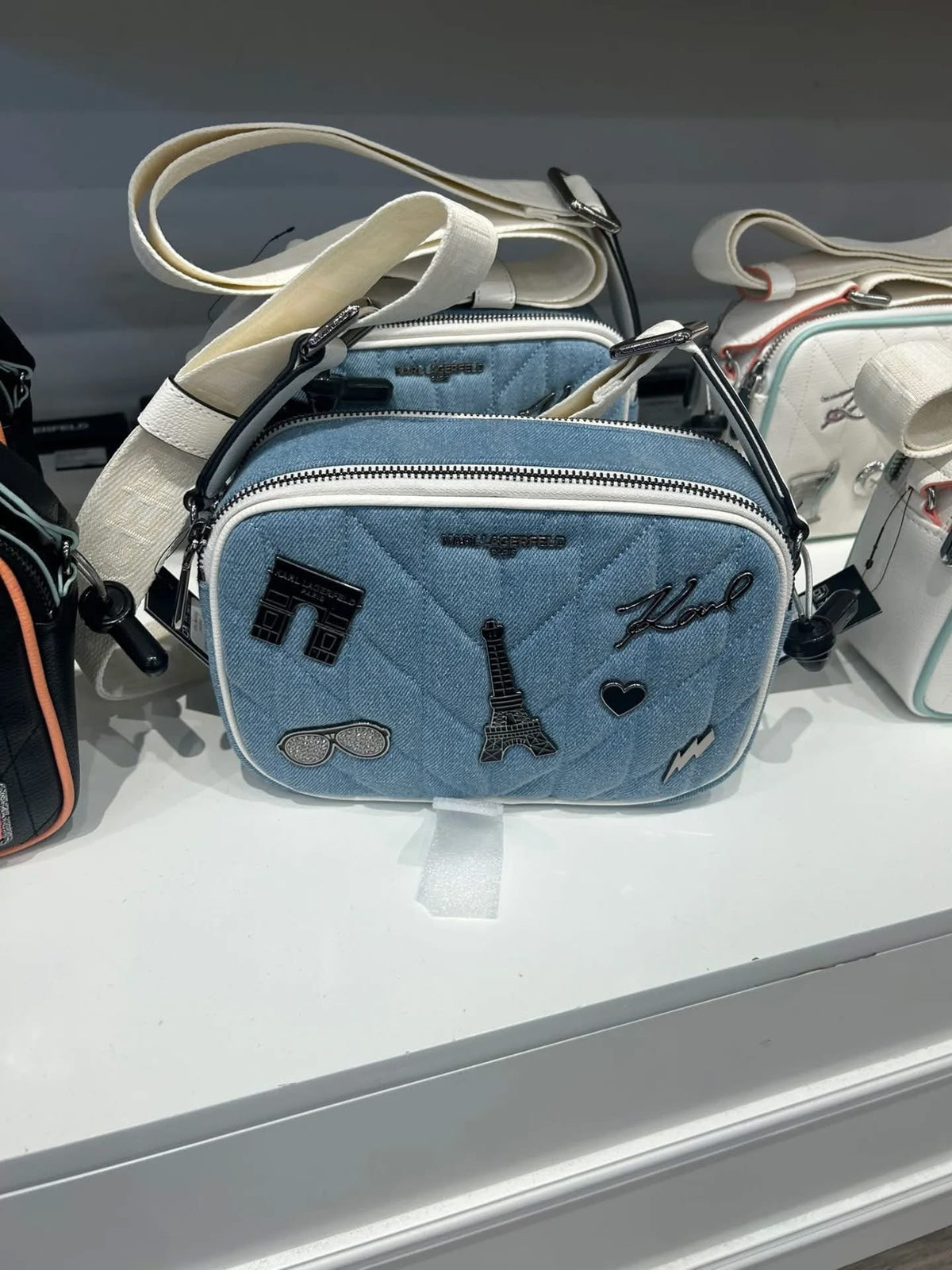 Karl MAYBELLE Women CROSSBODY WITH PARIS PINS-Light Denim