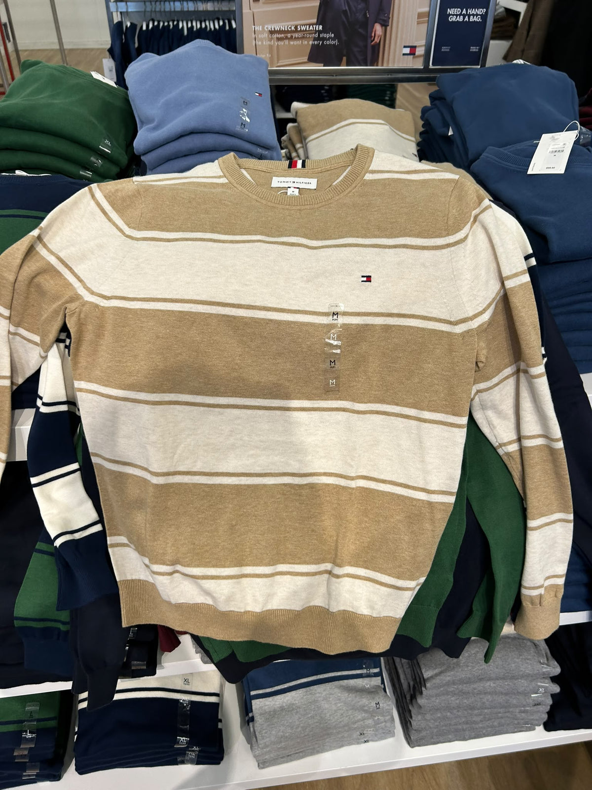 Tommy Classic Crewneck Men Sweater-White Beige