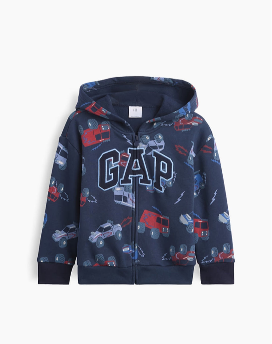 Gap babyGap Relaxed Print Logo Zip Boy Hoodie - Truck Blue